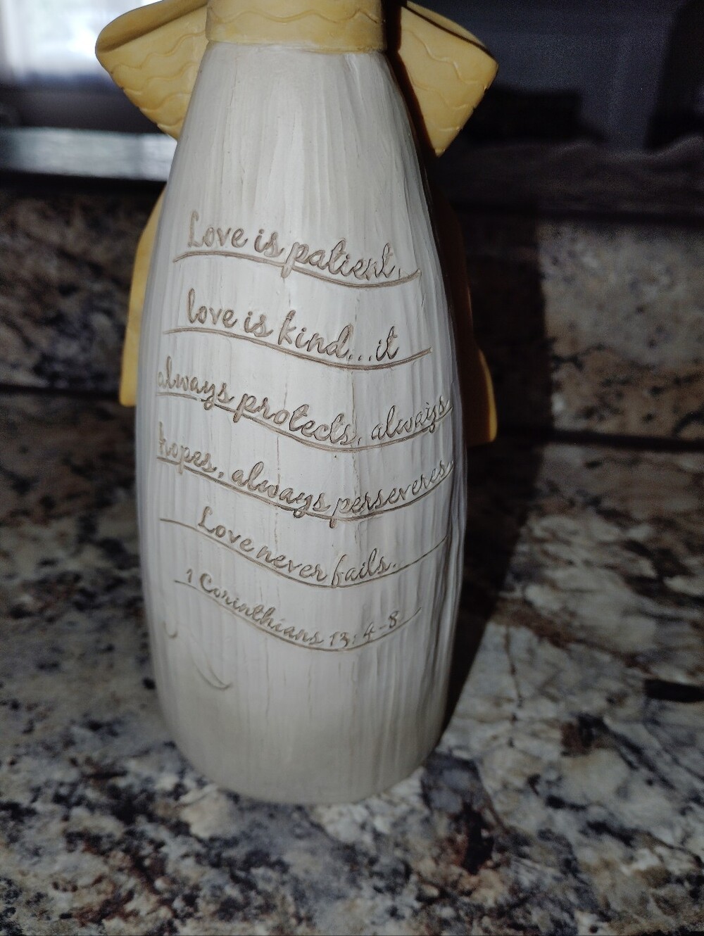 Cream and Yellow Angel Figurine with Inspirational Script - Home Accent - Picture 4 of 4